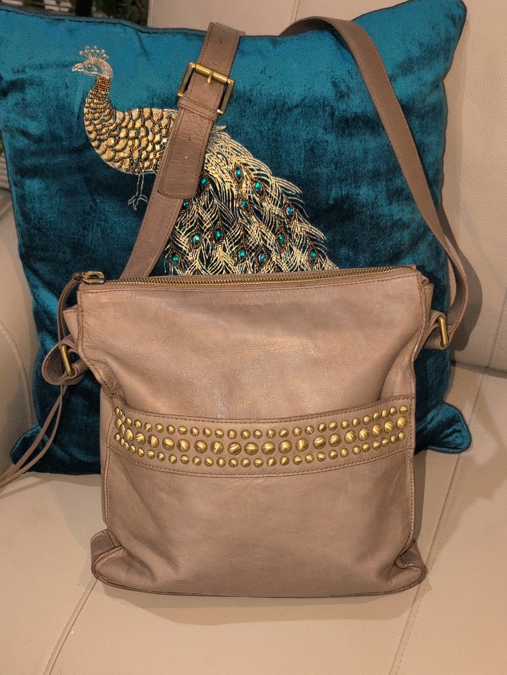 HOBO Taupe Mystic  Crossbody Bag with Gold Accents